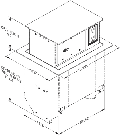 3-Gang Dimensional Drawing